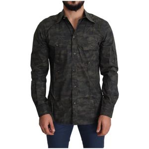 Dolce & Gabbana, Heren, Overhemden, Groen, Maat: XL Katoen,