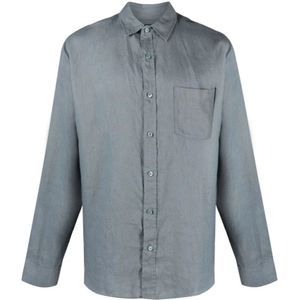 Vince, Heren, Overhemden, Grijs, Maat: 2XL Linnen,