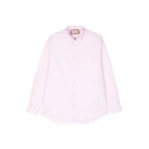 Gucci Double-G Geborduurd Katoenen Overhemd , Pink , Dames , Maat: XL
