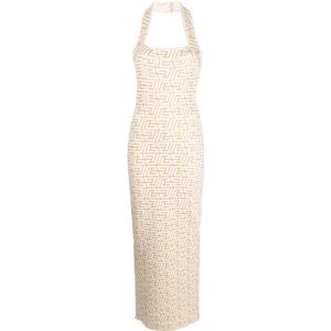 Balmain Crème Metallic Beige Maxi Jurk , Beige , Dames , Maat: S