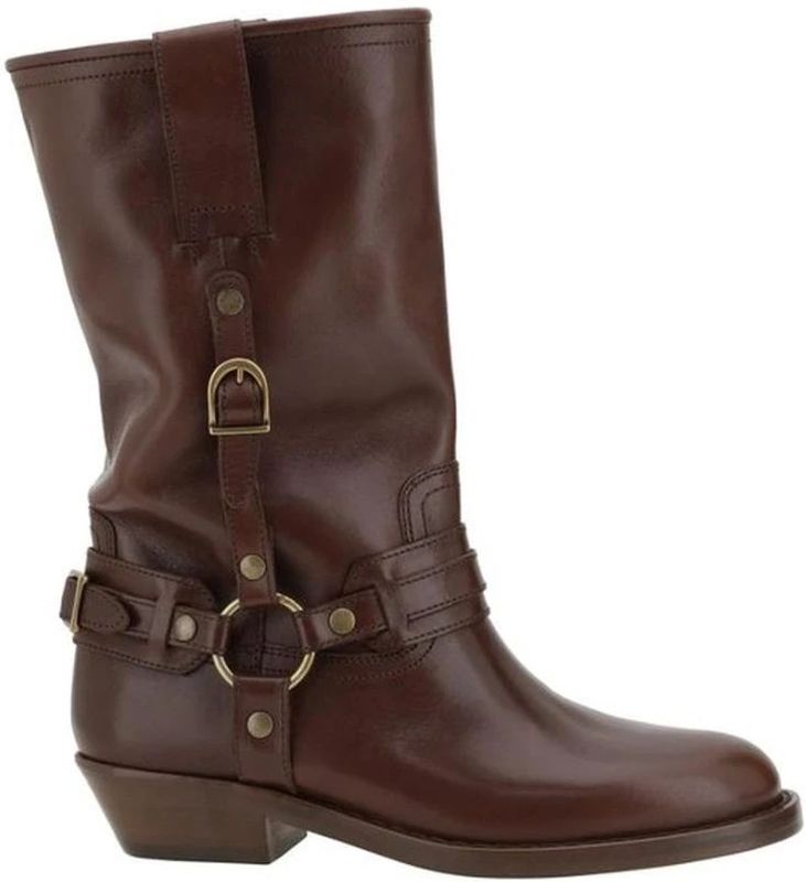 Isabel Marant - Laarzen - Bruin - Leer - Slip-On Model - Decoratief Gespdetail