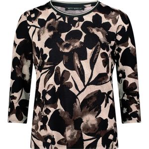 Betty Barclay - T-Shirt - 252-25991482 - Zwart en Beige - Bloemendessin