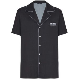 Balmain Pyjama shirt met 9 panets print , Black , Heren , Maat: XS