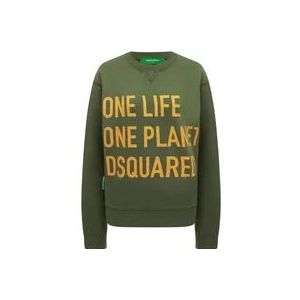 Dsquared2 Groene Sweatshirt, Regular Fit, Gemaakt in Italië , Green , Dames , Maat: L