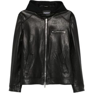 Dondup, Heren, Jassen, Zwart, Maat: L Leer,