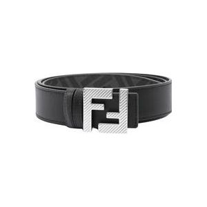 Fendi Omkeerbare FF Squared Twin Buckle Riem , Black , Heren , Maat: 90 CM