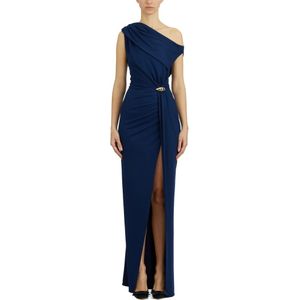 Elisabetta Franchi, Dames, Jurken, Blauw, Maat: S Poliester,
