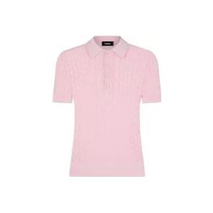 Dsquared2 Paarse Pointelle-gebreide Polo Trui , Purple , Heren , Maat: L