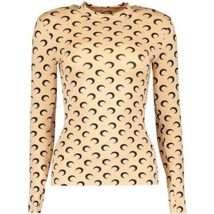 Marine Serre, Dames, Tops, Beige, Maat: M Jersey,