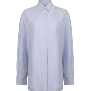 Golden Goose, Dames, Blouses & Shirts, Blauw, Maat: L Katoen,