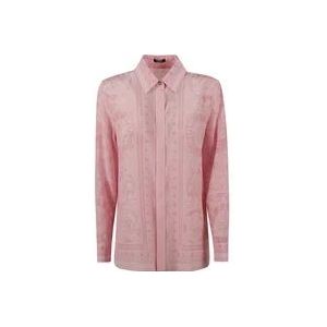 Versace Barok Print Formele Overhemden , Pink , Dames , Maat: XS
