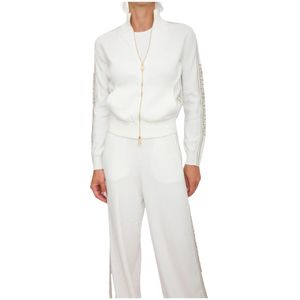 Elisabetta Franchi, Dames, Sweatshirts & Hoodies, Wit, Maat: XS Viscose,