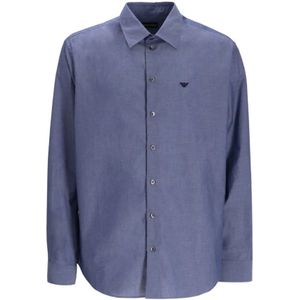 Emporio Armani, Heren, Overhemden, Grijs, Maat: M Katoen,