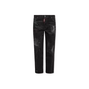 Dsquared2 Gebogen Baggy Jeans met Rits , Black , Dames , Maat: XS