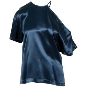 Erika Cavallini, Dames, Tops, Blauw, Maat: M Satijn,