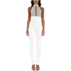 Elisabetta Franchi, Dames, Jumpsuits & Playsuits, Wit, Maat: 2XL Poliester,