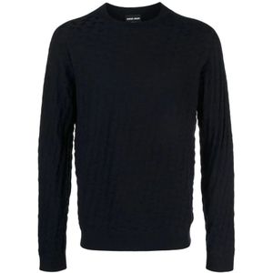 Giorgio Armani, Heren, Sweatshirts & Hoodies, Blauw, Maat: 3XL Wol,