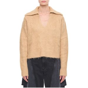 Loulou Studio, Dames, Truien, Beige, Maat: XS Leer,