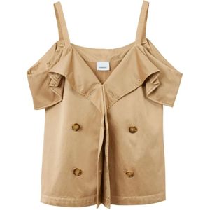 Burberry, Dames, Blouses & Shirts, Bruin, Maat: 3XS Katoen,