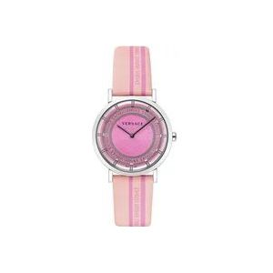 Versace New Generation Leren Band Horloge , Pink , Dames , Maat: ONE Size