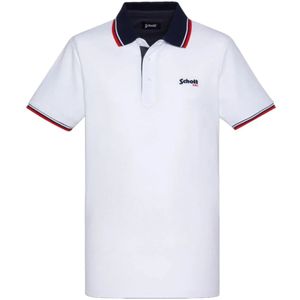Schott Nyc, Heren, Tops, Wit, Maat: M Katoen,