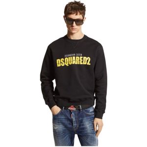 Dsquared2, Heren, Sweatshirts & Hoodies, Zwart, Maat: L Katoen,