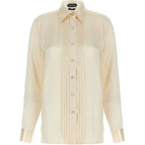 Tom Ford, Dames, Blouses & Shirts, Wit, Maat: 3XS Zijde,