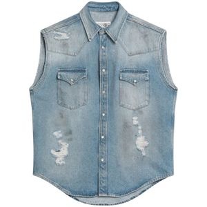 MM6 Maison Margiela, Heren, Jassen, Blauw, Maat: M Denim,
