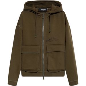 Dsquared2, Dames, Sweatshirts & Hoodies, Groen, Maat: M Katoen,