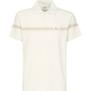 Burberry Witte Polo met Ruiterontwerp , White , Heren , Maat: L