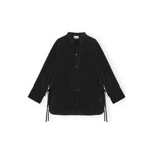 Ganni Zwarte Oversized Viscose Shirt Blouse , Black , Dames , Maat: S