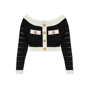 Balmain Top met knopen , Black , Dames , Maat: M