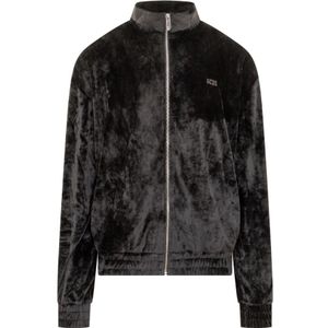 Gcds, Heren, Sweatshirts & Hoodies, Zwart, Maat: XS Velours,