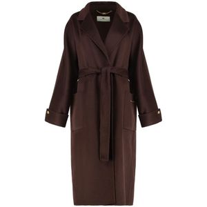 Elisabetta Franchi, Dames, Mantels, Bruin, Maat: S Wol,