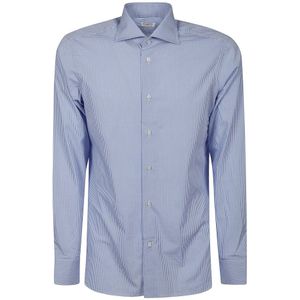 Borriello Napoli, Heren, Overhemden, Blauw, Maat: S Katoen,