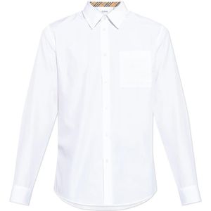 Burberry, Heren, Overhemden, Wit, Maat: M Katoen,