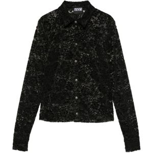 Versace Jeans Couture, Dames, Blouses & Shirts, Zwart, Maat: 2XS Poliester,