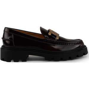 Tod's Bordeaux Leren Platte Schoenen , Red , Dames , Maat: 41 EU