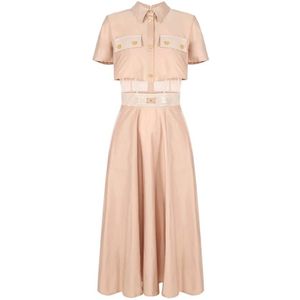 Elisabetta Franchi, Dames, Jurken, Beige, Maat: XS Voile,