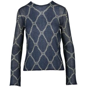 Twinset, Dames, Truien, Blauw, Maat: L Katoen,