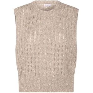 Brunello Cucinelli, Dames, Truien, Beige, Maat: XS