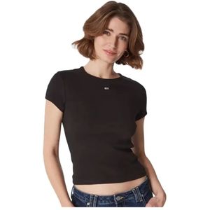 Tommy Jeans, Dames, Tops, Zwart, Maat: XS Katoen,