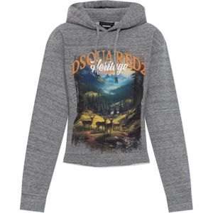 Dsquared2, Dames, Sweatshirts & Hoodies, Grijs, Maat: M Katoen,