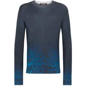 Roberto Cavalli, Heren, Truien, Blauw, Maat: XL Wol,
