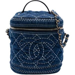 Chanel Vintage, Dames, Pre-owned, Blauw, Maat: ONE Size Denim,