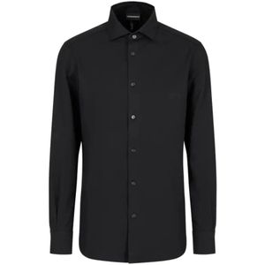 Emporio Armani, Heren, Overhemden, Zwart, Maat: M
