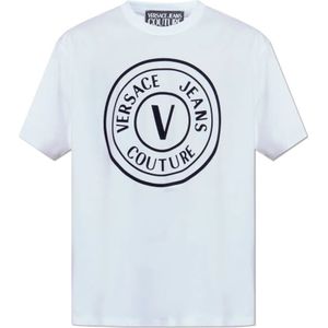 Versace Jeans Couture, Heren, Tops, Wit, Maat: M Katoen,