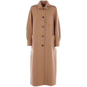 Max Mara, Dames, Mantels, Bruin, Maat: S Wol,