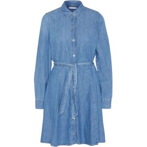 Tommy Hilfiger, Dames, Jurken, Blauw, Maat: XS Katoen,