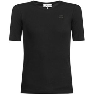 Ganni, Dames, Tops, Zwart, Maat: M Katoen,
